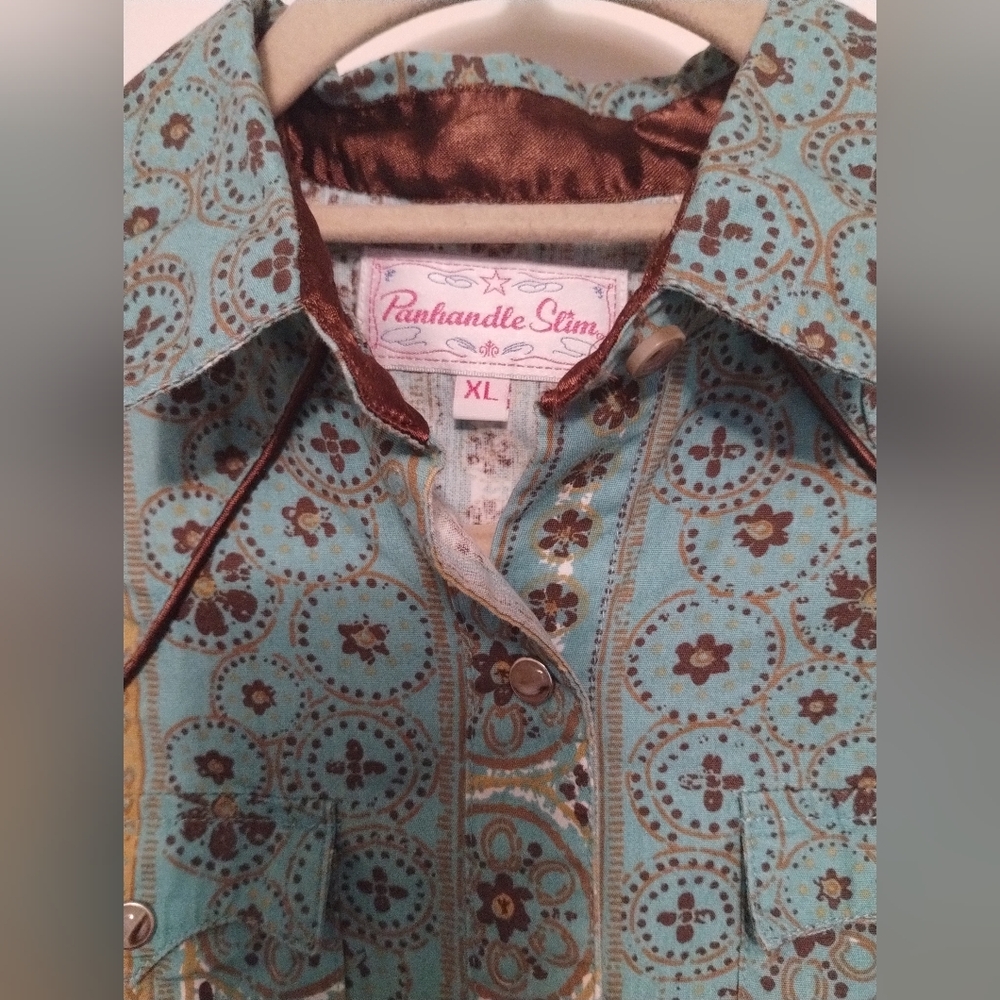 Kids XL Panhandle Slim Western Shirt Vintage style Opal Pearl Buttons